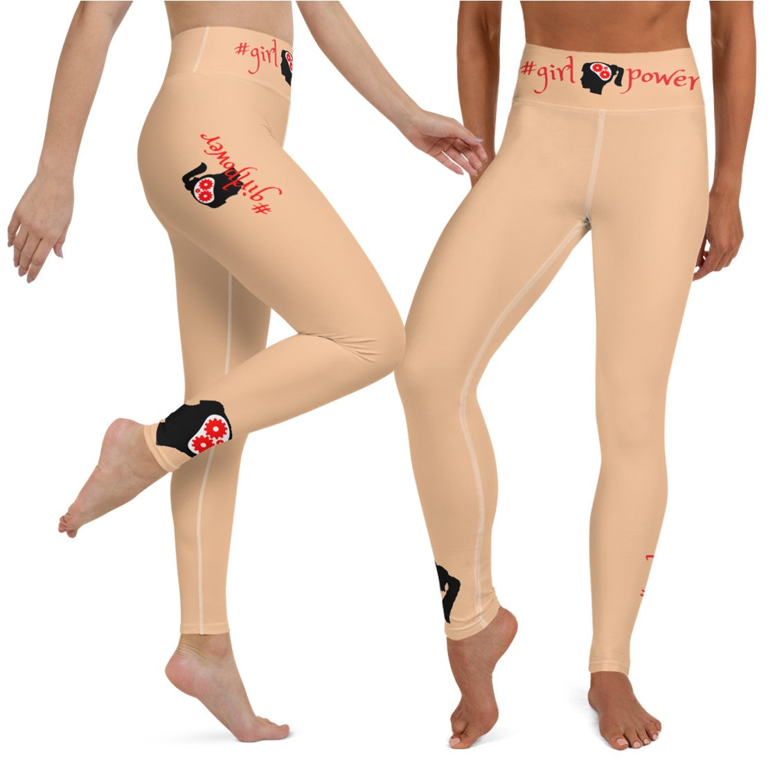 Athletic Wear Leggings for Active Girls- #girlpower. Wear-Your-Attitude Yoga Pants- Black, Beige, Plum . WickedYo.
